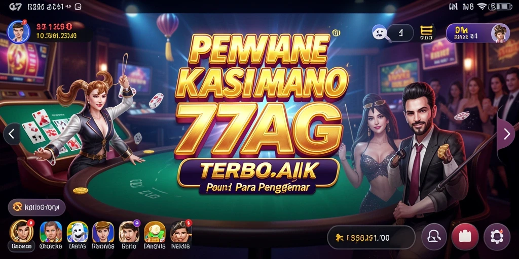 Tangkapan layar menampilkan pengalaman kasino yang mendebarkan di 77AG.