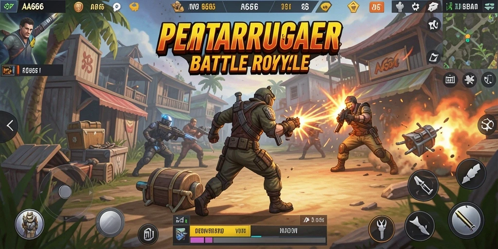 Screenshot gameplay AA666 dengan pertarungan intens di medan perang.