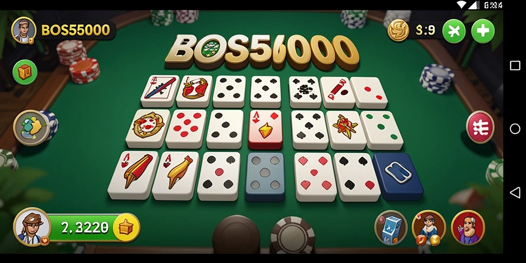 Screenshot gameplay <strong>BOS5000</strong> yang menunjukkan keseruan permainan Domino.