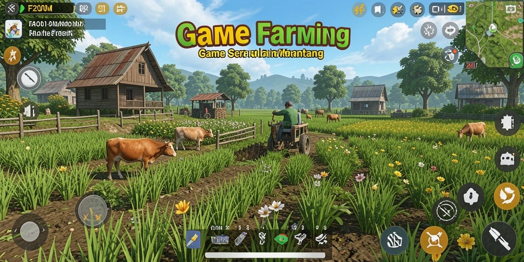 Tampilan gameplay <strong>F200M</strong> yang menarik dan menantang dalam berkebun.