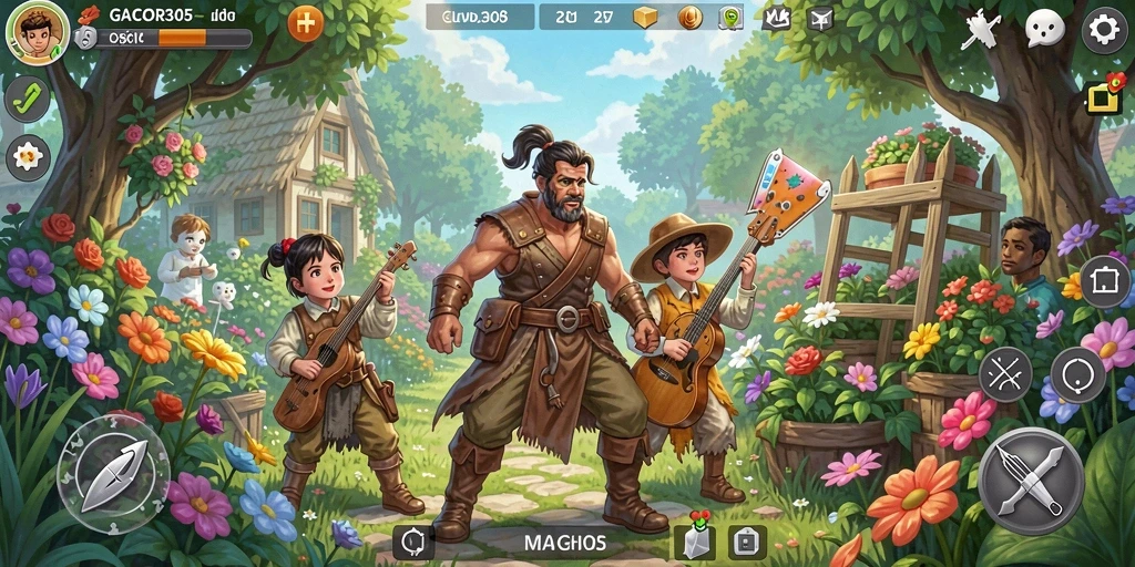 Screenshot utama GACOR305 yang menunjukkan aktivitas berkebun penuh warna.
