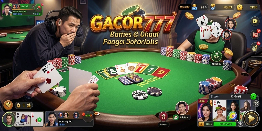 Tampilan menarik dan seru dari gameplay Poker GACOR777.