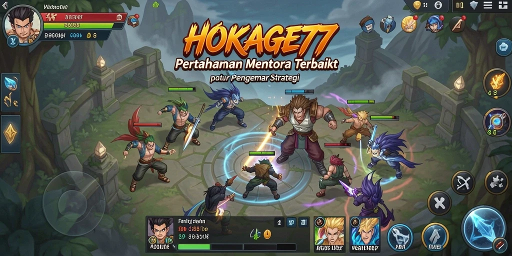 Tangkapan layar gameplay HOKAGE77 menampilkan menara yang siap bertarung.
