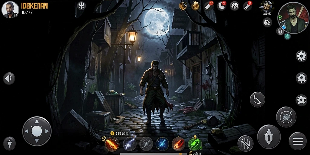 Screenshot utama ID777 menampilkan suasana gameplay yang mencekam dan menyeramkan.