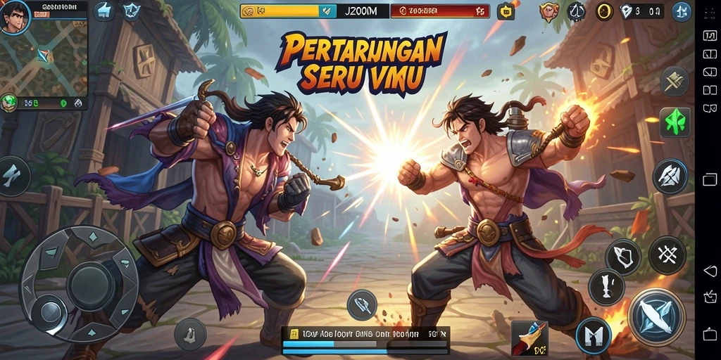 Screenshot gameplay J200M yang menunjukkan aksi pertarungan seru.