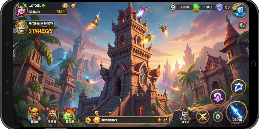 Screenshot gameplay JAGOTOGEL menampilkan strategi Tower Defense yang menarik.