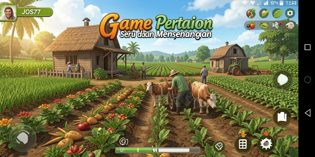 Tampilan gameplay JOS77 yang menakjubkan dengan fitur pertanian yang interaktif.
