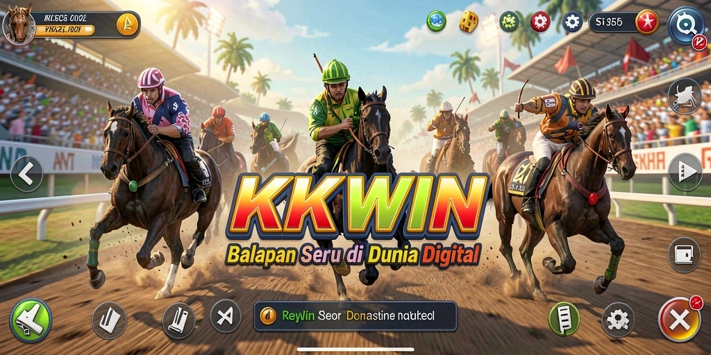 Tampilan gameplay KKWIN yang mendebarkan saat balapan sengit.