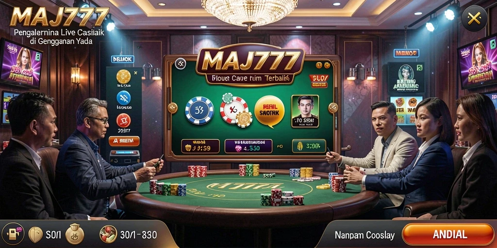 Screenshot gameplay Live Casino MAJ777 dengan dealer profesional.