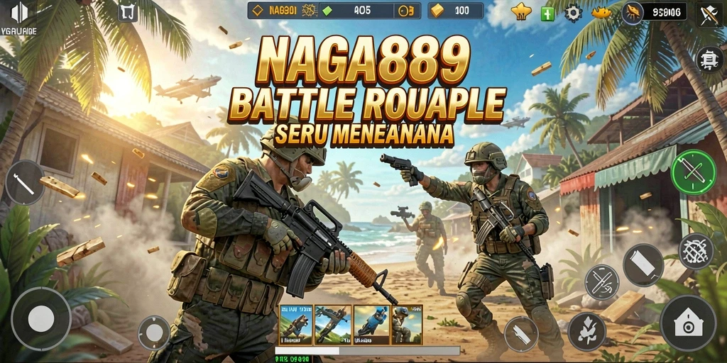 Tangkapan layar gameplay NAGA889 menampilkan aksi Battle Royale yang seru.