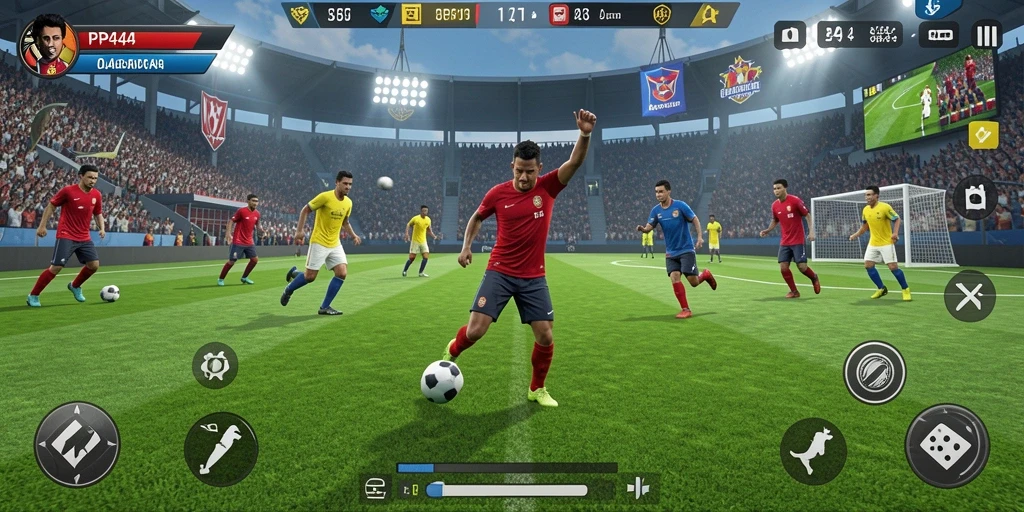 Tampilan gameplay PP444 yang penuh aksi dan kompetisi olahraga.
