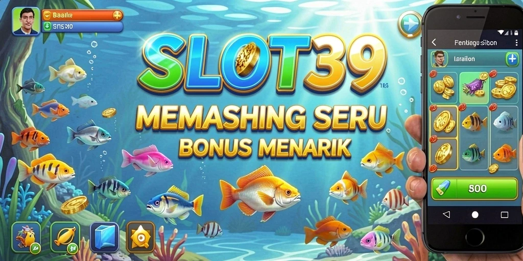 Screenshot utama dari SLOT39 menunjukkan aksi memancing yang seru di laut.