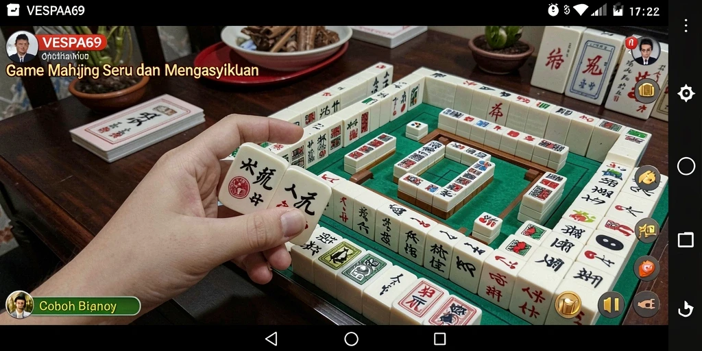 Tampilan gameplay VESPA69 yang menarik dengan ubin Mahjong berwarna-warni.